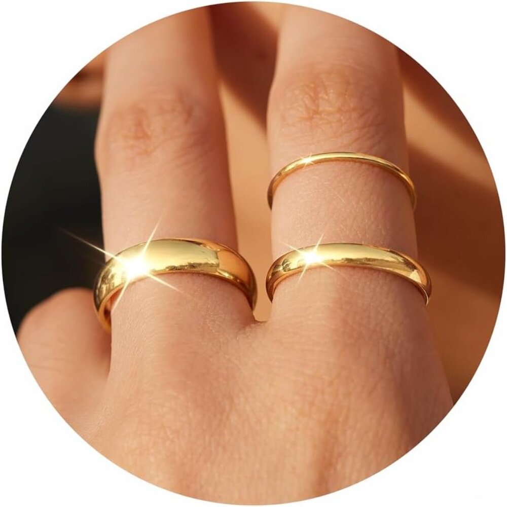 Versatile Stackable Gold Rings - 14k Plated Weddi… - image 1
